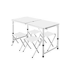 Set Masa plianta pentru camping gradina cu 4 scaune alb