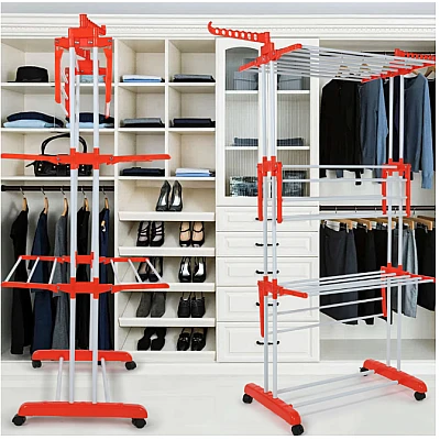 Uscator de rufe vertical pliabil cu suport de umerase Portocaliu Uscator de rufe vertical pliabil cu suport de umerase Portocaliu