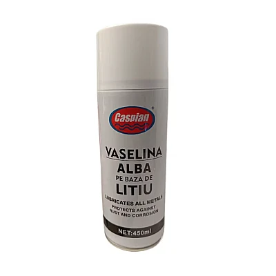Spray vaselina alba pe baza de litiu Caspian 450ml Spray vaselina alba pe baza de litiu Caspian 450ml