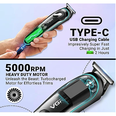 Trimmer profesional VGR V 075 cu afisaj LED si 4 piepteni