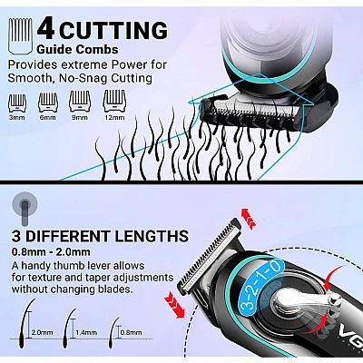 Trimmer profesional VGR V 075 cu afisaj LED si 4 piepteni