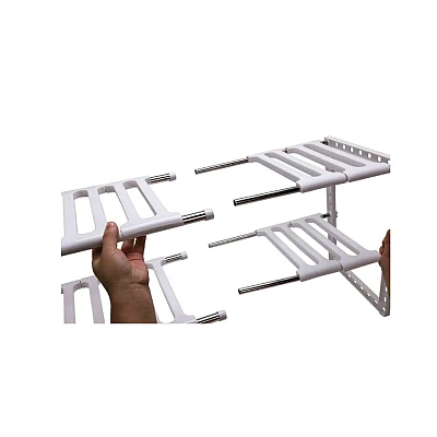 Etajera ajustabila cu doua rafturi de pus sub chiuveta 50 pana la 70 cm Etajera ajustabila cu doua rafturi de pus sub chiuveta 50 pana la 70 cm