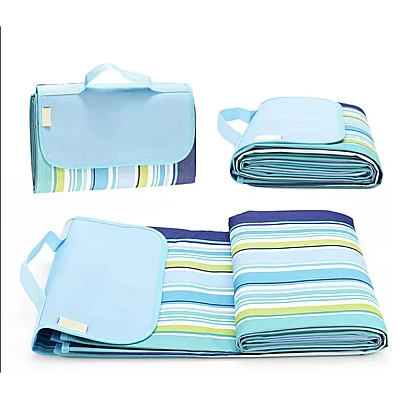 Patura de plaja/picnic tip geanta impermeabila cu dungi 130x150cm Patura de plaja/picnic tip geanta impermeabila cu dungi 130x150cm