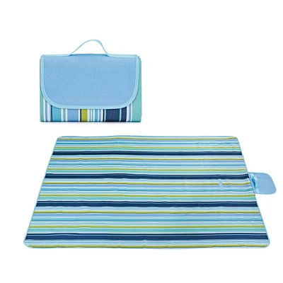 Patura de plaja/picnic tip geanta impermeabila cu dungi 130x150cm Patura de plaja/picnic tip geanta impermeabila cu dungi 130x150cm
