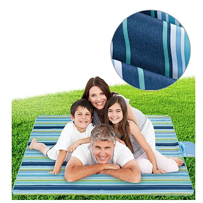 Patura de plaja/picnic tip geanta impermeabila cu dungi 130x150cm Patura de plaja/picnic tip geanta impermeabila cu dungi 130x150cm