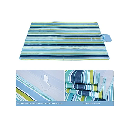 Patura de plaja/picnic tip geanta impermeabila cu dungi 130x150cm Patura de plaja/picnic tip geanta impermeabila cu dungi 130x150cm