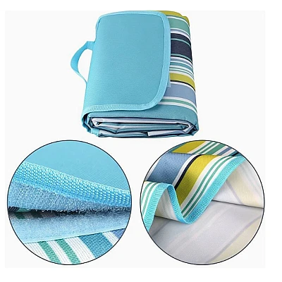 Patura de plaja/picnic tip geanta impermeabila cu dungi 130x150cm Patura de plaja/picnic tip geanta impermeabila cu dungi 130x150cm