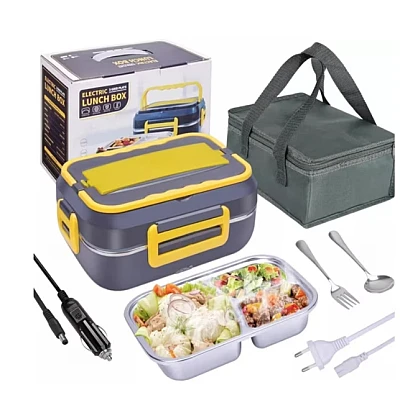 Caserola electrica capacitate 1.5L cu accesorii la priza sau auto Functie autogatire si accesorii pentru incalzire si depozitare mancare aliemntare Caserola electrica capacitate 1.5L cu accesorii la priza sau auto Functie autogatire si accesorii pentru incalzire si depozitare mancare aliemntare