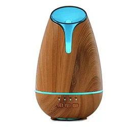 Umidificator / Difuzor aromaterapie model lemn natur cu LED 7 culori