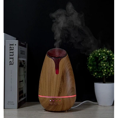 Umidificator / Difuzor aromaterapie model lemn natur cu LED 7 culori Umidificator / Difuzor aromaterapie model lemn natur cu LED 7 culori