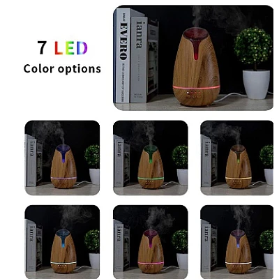 Umidificator / Difuzor aromaterapie model lemn natur cu LED 7 culori Umidificator / Difuzor aromaterapie model lemn natur cu LED 7 culori