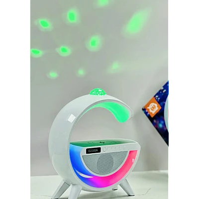 Boxa Bluetooth G2388A cu incarcare wireless lumina RGB si proiectie pe tavan Boxa Bluetooth G2388A cu incarcare wireless lumina RGB si proiectie pe tavan