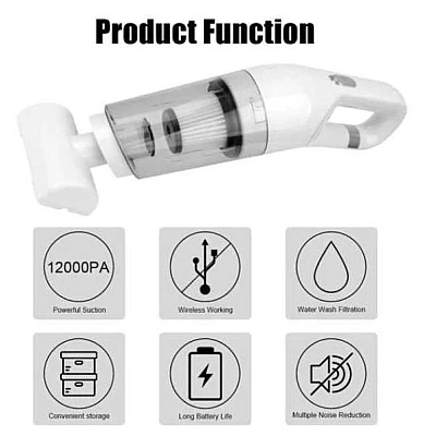 Aspirator ALB de mana JB-168 portabil silentios aspiratie puternica cu Usb 120W Alb Aspirator ALB de mana JB-168 portabil silentios aspiratie puternica cu Usb 120W Alb
