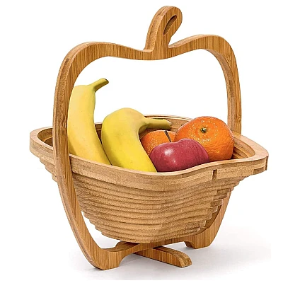 Cos de fructe pliabil in forma de mar din bambus