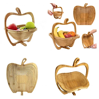 Cos de fructe pliabil in forma de mar din bambus Cos de fructe pliabil in forma de mar din bambus