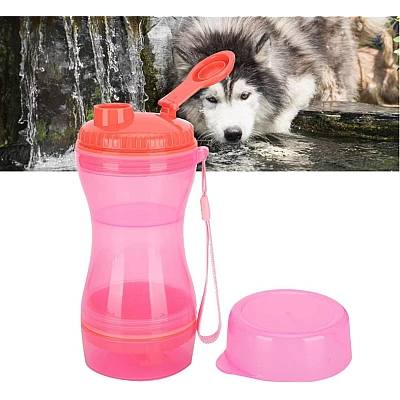Sticla portabila de apa pentru animale de companie 2 in 1 Sticla portabila de apa pentru animale de companie 2 in 1