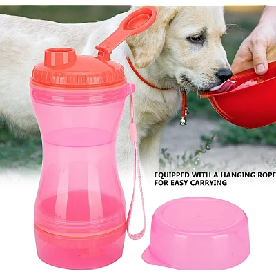 Sticla portabila de apa pentru animale de companie 2 in 1 Sticla portabila de apa pentru animale de companie 2 in 1