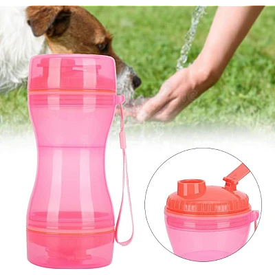 Sticla portabila de apa pentru animale de companie 2 in 1 Sticla portabila de apa pentru animale de companie 2 in 1
