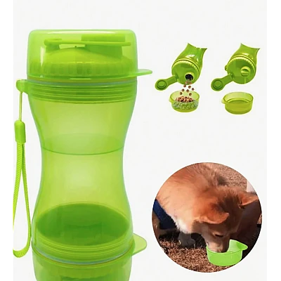 Sticla portabila de apa pentru animale de companie 2 in 1 Sticla portabila de apa pentru animale de companie 2 in 1