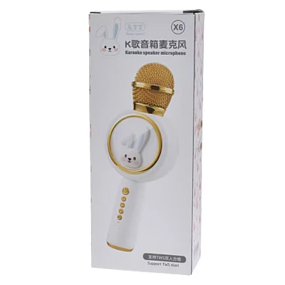 Microfon Karaoke cu Bluetooth pentru copii X6 model IEPURAS Microfon Karaoke cu Bluetooth pentru copii X6 model IEPURAS