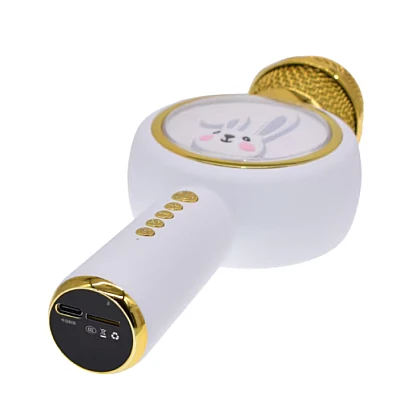 Microfon Karaoke cu Bluetooth pentru copii X6 model IEPURAS Microfon Karaoke cu Bluetooth pentru copii X6 model IEPURAS