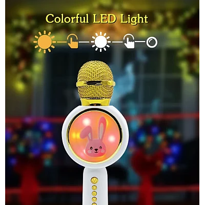 Microfon Karaoke cu Bluetooth pentru copii X6 model IEPURAS Microfon Karaoke cu Bluetooth pentru copii X6 model IEPURAS