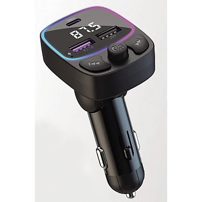 Modulator auto C48 cu USB dublu 3.1A si lumina RGB Modulator auto C48 cu USB dublu 3.1A si lumina RGB