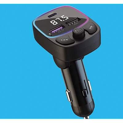 Modulator auto C48 cu USB dublu 3.1A si lumina RGB Modulator auto C48 cu USB dublu 3.1A si lumina RGB
