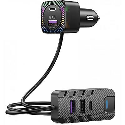 Modulator FM Bluetooth CSII cu 2 x USB C si 3 x USB A Modulator FM Bluetooth CSII cu 2 x USB C si 3 x USB A