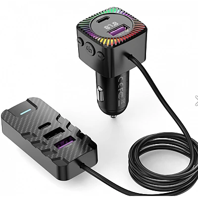 Modulator FM Bluetooth CSII cu 2 x USB C si 3 x USB A Modulator FM Bluetooth CSII cu 2 x USB C si 3 x USB A