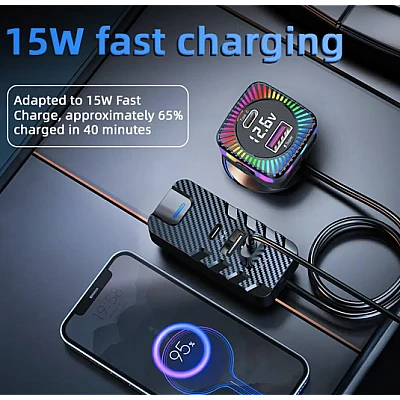 Modulator FM Bluetooth CSII cu 2 x USB C si 3 x USB A Modulator FM Bluetooth CSII cu 2 x USB C si 3 x USB A