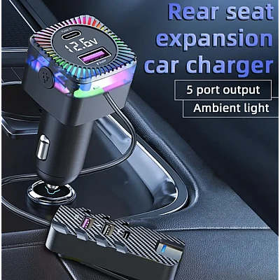 Modulator FM Bluetooth CSII cu 2 x USB C si 3 x USB A Modulator FM Bluetooth CSII cu 2 x USB C si 3 x USB A