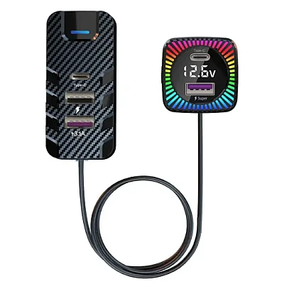Modulator FM Bluetooth CSII cu 2 x USB C si 3 x USB A Modulator FM Bluetooth CSII cu 2 x USB C si 3 x USB A