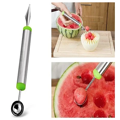 Cutit de sculptat cu lingurita de fructe cu dubla utilizare din otel inoxidabil Cutit de sculptat cu lingurita de fructe cu dubla utilizare din otel inoxidabil