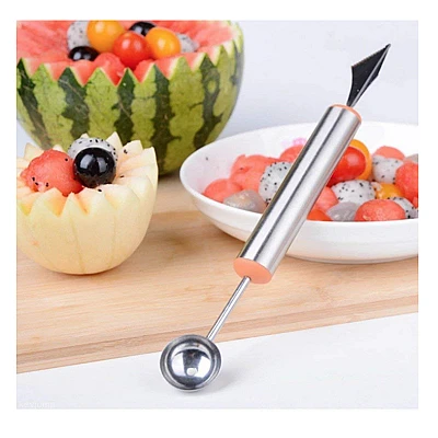 Cutit de sculptat cu lingurita de fructe cu dubla utilizare din otel inoxidabil Cutit de sculptat cu lingurita de fructe cu dubla utilizare din otel inoxidabil