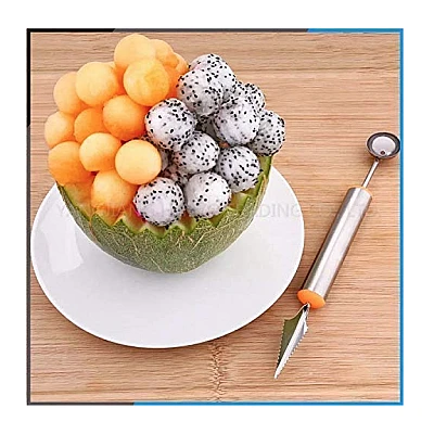Cutit de sculptat cu lingurita de fructe cu dubla utilizare din otel inoxidabil Cutit de sculptat cu lingurita de fructe cu dubla utilizare din otel inoxidabil