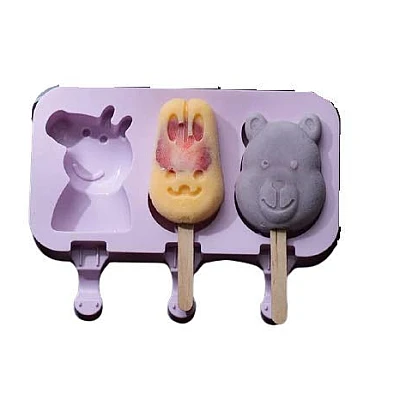 Forma silicon pentru inghetata Pepa Urs Iepure 3 cavitati Mov 19 cm Forma silicon pentru inghetata Pepa Urs Iepure 3 cavitati Mov 19 cm