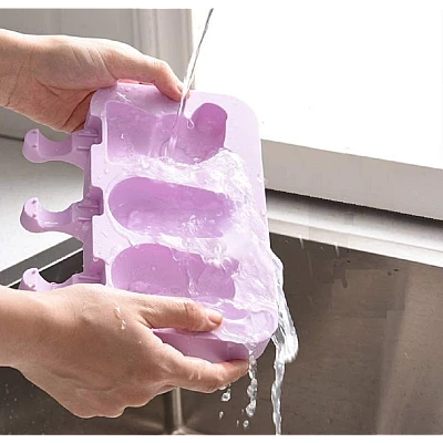 Forma silicon pentru inghetata Pepa Urs Iepure 3 cavitati Mov 19 cm