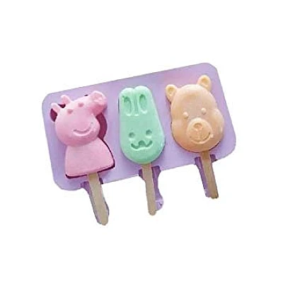 Forma silicon pentru inghetata Pepa Urs Iepure 3 cavitati Mov 19 cm Forma silicon pentru inghetata Pepa Urs Iepure 3 cavitati Mov 19 cm