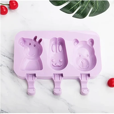 Forma silicon pentru inghetata Pepa Urs Iepure 3 cavitati Mov 19 cm Forma silicon pentru inghetata Pepa Urs Iepure 3 cavitati Mov 19 cm