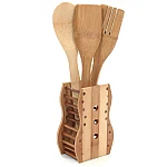 Set 3 ustensile bambus cu suport decor