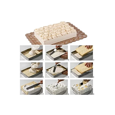 Forma dreptunghiulara pentru tort reglabila de 28 pana la 53 cm H-8CM Forma dreptunghiulara pentru tort reglabila de 28 pana la 53 cm H-8CM