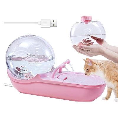 Dispenser de apa pentru animalute cu rezervor tip melc Dispenser de apa pentru animalute cu rezervor tip melc