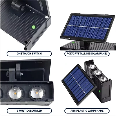 Lampa solara de perete 6 LED lumina RGB multicolora Lampa solara de perete 6 LED lumina RGB multicolora