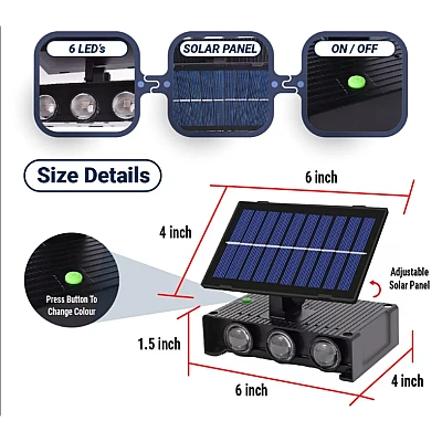 Lampa solara de perete 6 LED lumina RGB multicolora