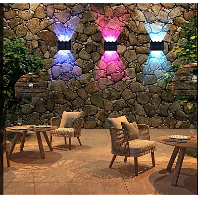 Lampa solara de perete 6 LED lumina RGB multicolora Lampa solara de perete 6 LED lumina RGB multicolora