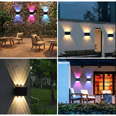 Lampa solara de perete 6 LED lumina RGB multicolora Lampa solara de perete 6 LED lumina RGB multicolora
