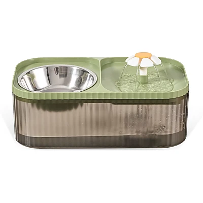 Fantana de apa si castron pisici 3L cu bol din otel inoxidabil Fantana de apa si castron pisici 3L cu bol din otel inoxidabil