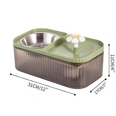 Fantana de apa si castron pisici 3L cu bol din otel inoxidabil Fantana de apa si castron pisici 3L cu bol din otel inoxidabil