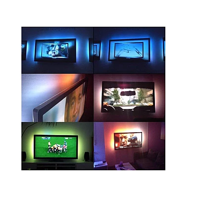 Kit banda LED RGB pentru TV lungime 3 m telecomanda inclusa Kit banda LED RGB pentru TV lungime 3 m telecomanda inclusa